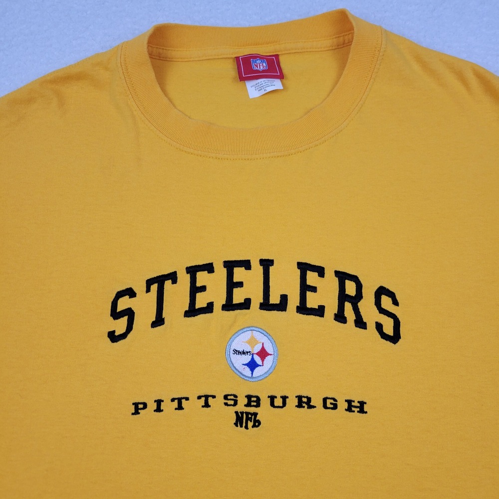 Pittsburgh Steelers Embroidered Short Sleeve Crewneck Shirt Mens XL Yellow